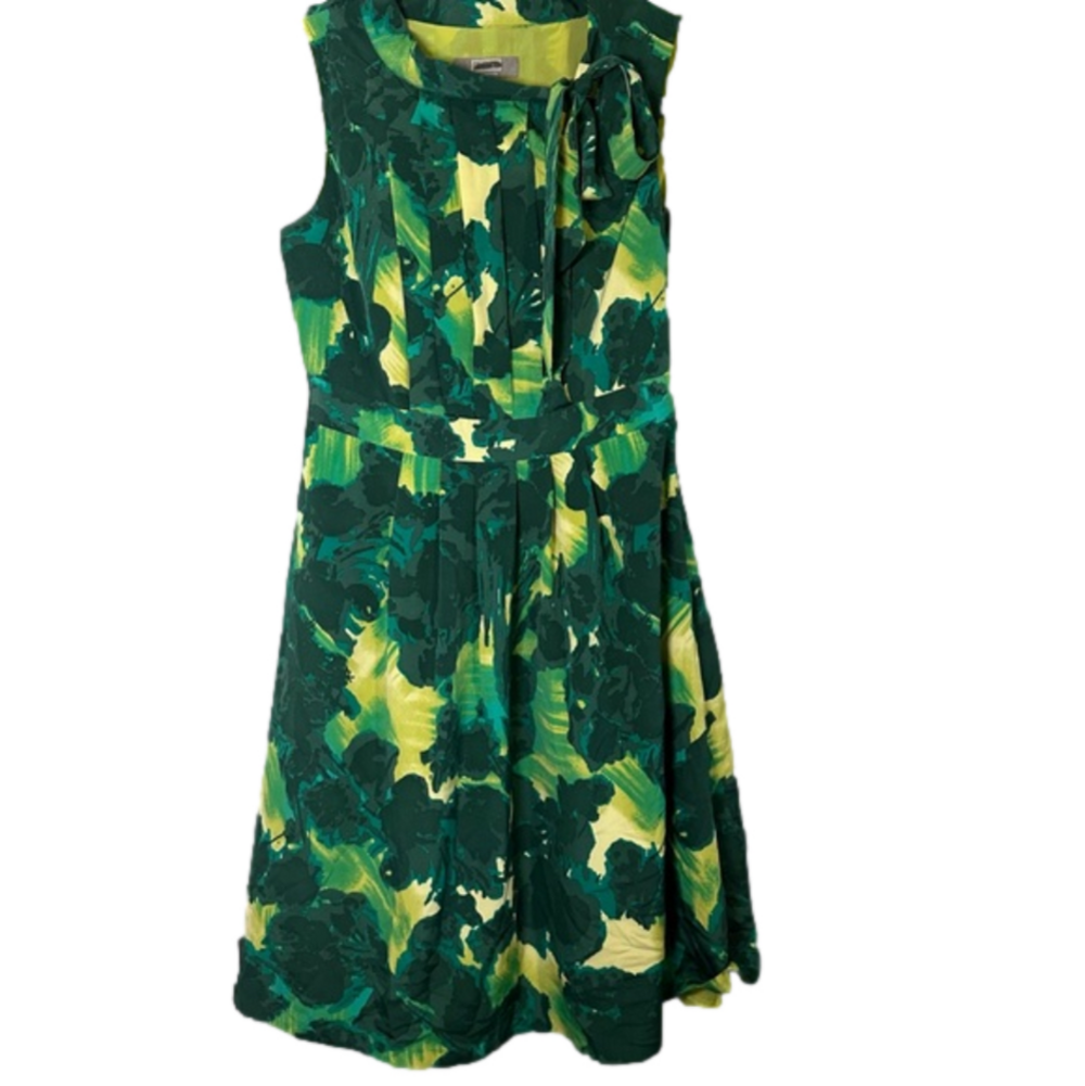 NWOT MERONA Size 2 A-Line Pleated Dress wFront Neck Tie